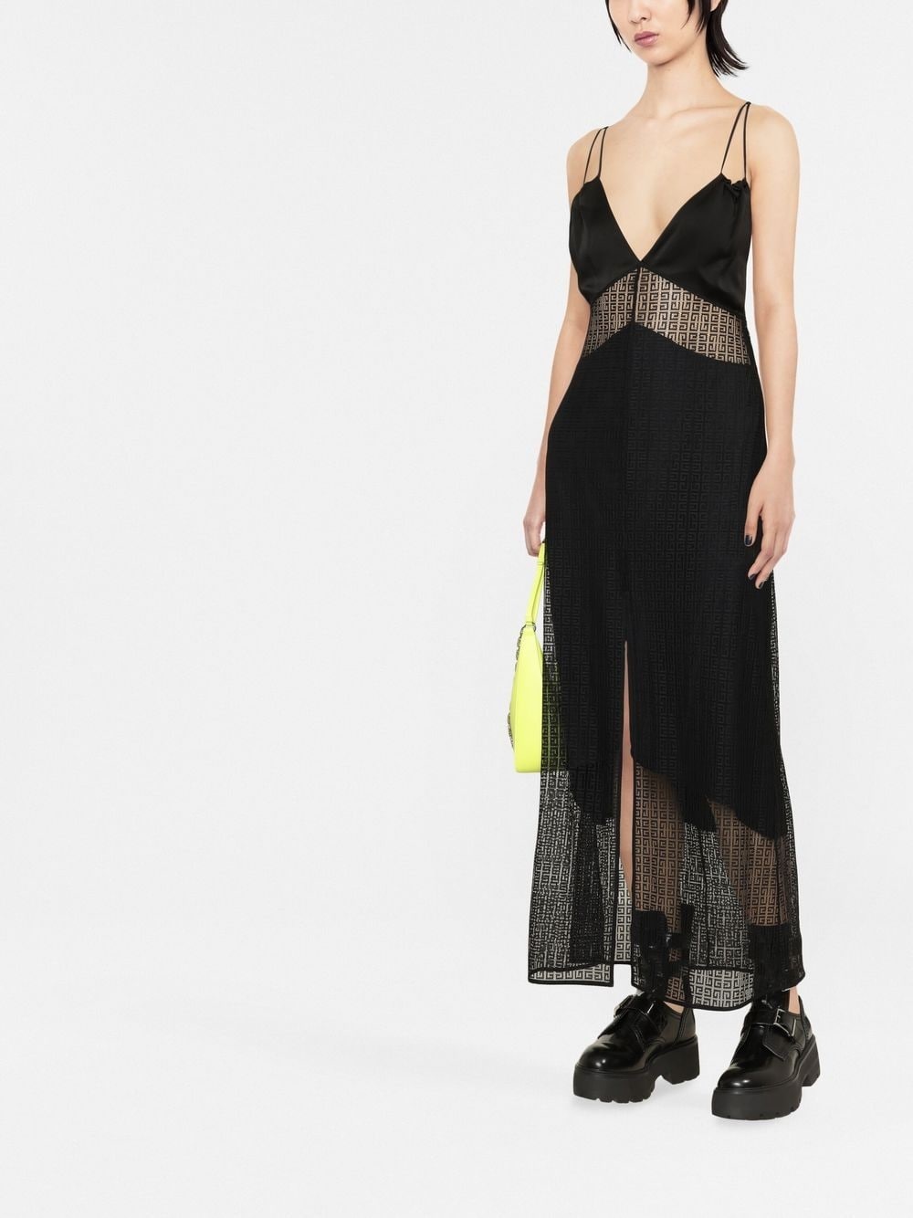 4G-motif semi-sheer maxi dress - 2