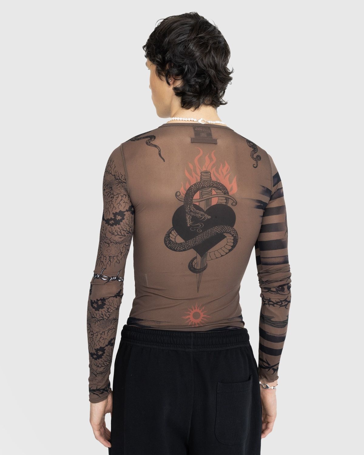 Jean Paul Gaultier – Trompe l'oeil Tattoo Longsleeve Top Ebene/Grey/Black - 3