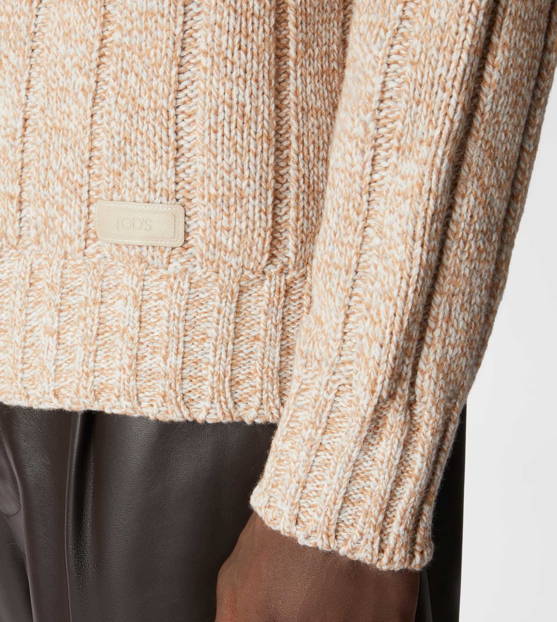 ROUND NECK JUMPER IN WOOL - WHITE, BEIGE - 4
