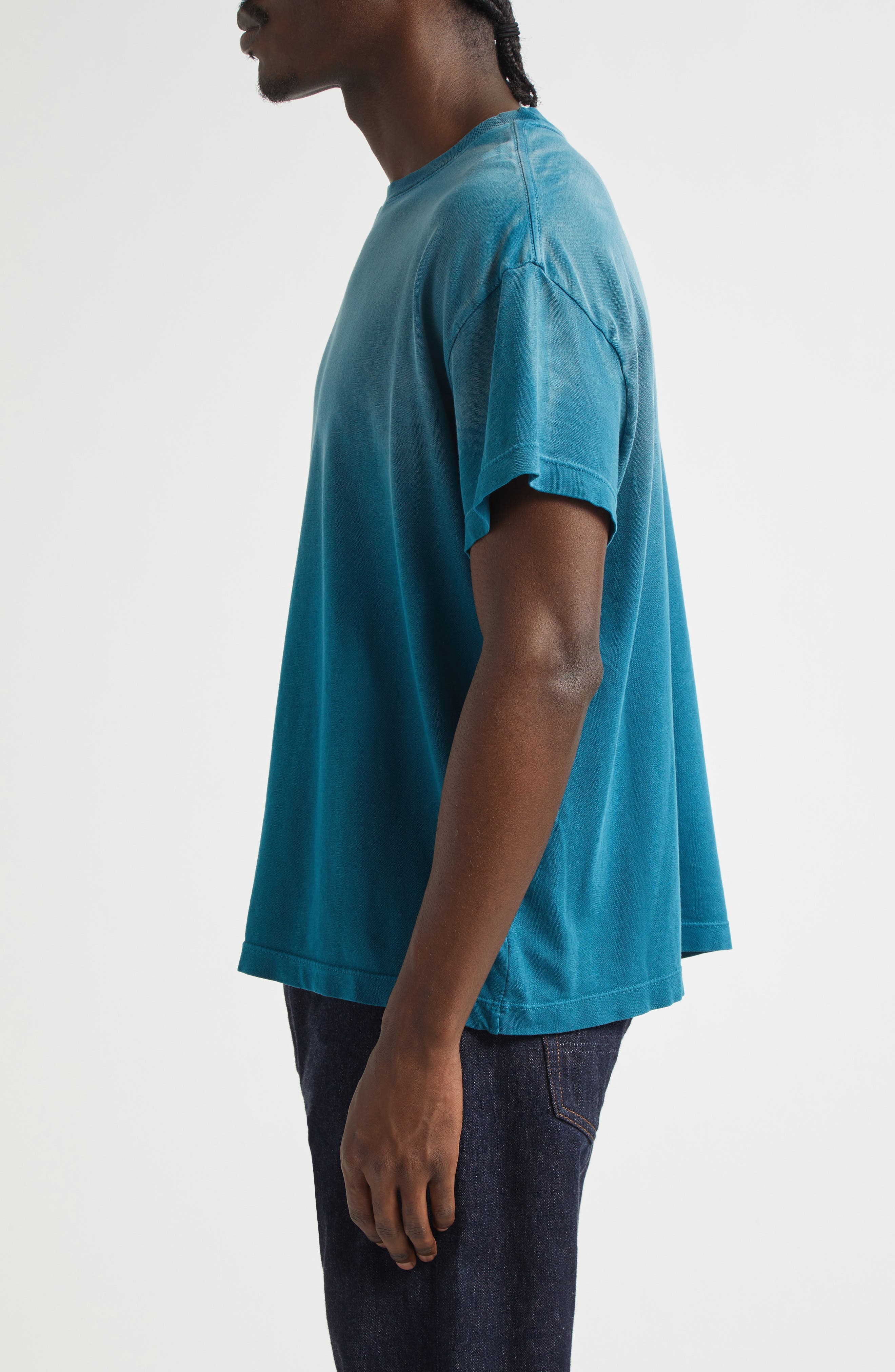 The Elder Statesman Sun Bleached Pica Cotton & Cashmere T-Shirt in Jet Ski at Nordstrom - 3