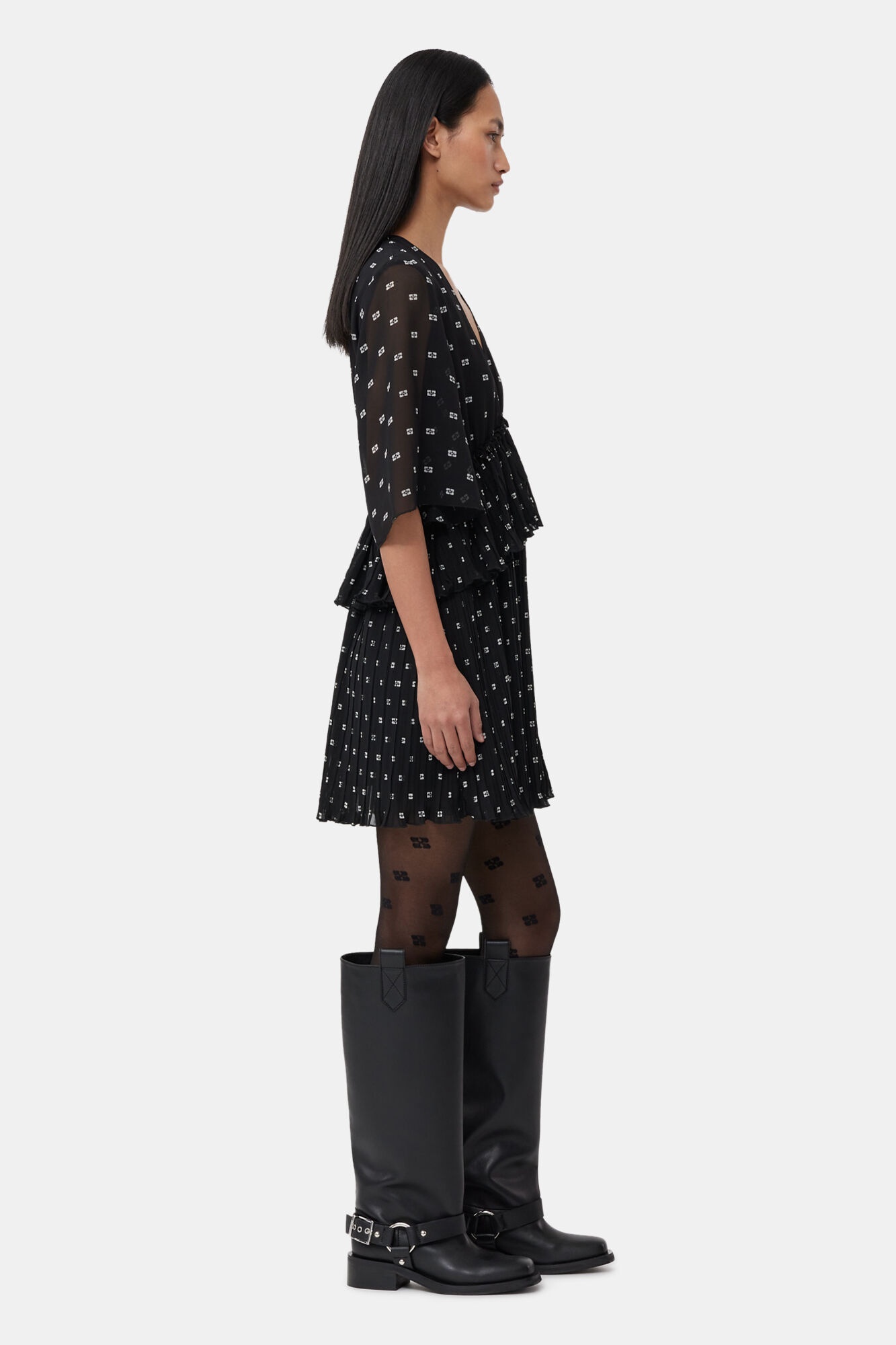 BLACK BUTTERFLY LACE TIGHTS - 4