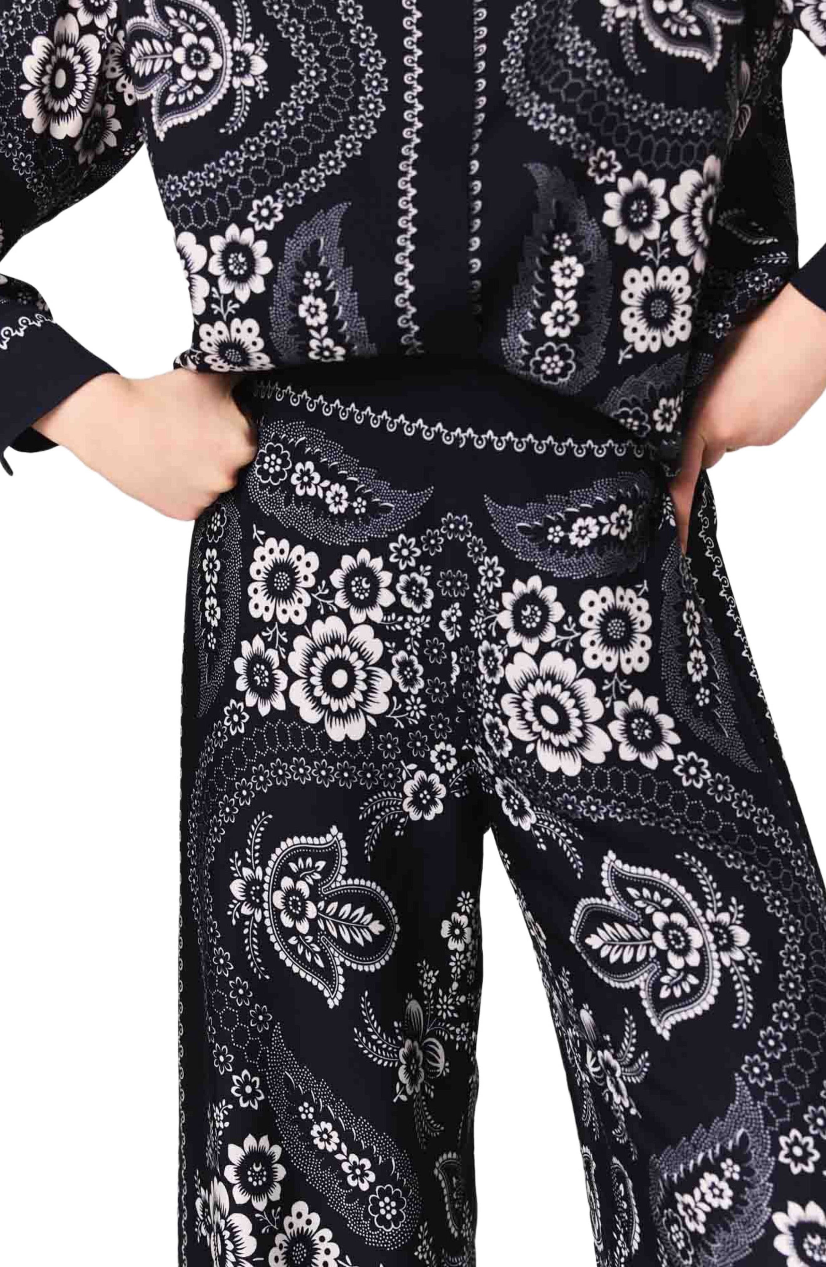 maje Flowing print trousers in Navy Bandana Print at Nordstrom - 5