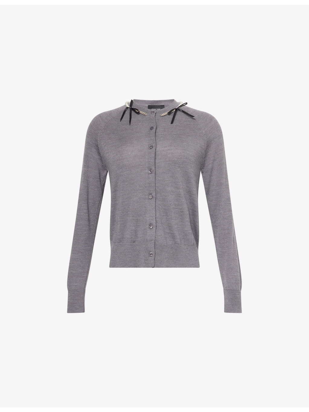 Embellished Round-Neck Wool And Silk Cardigan - 1