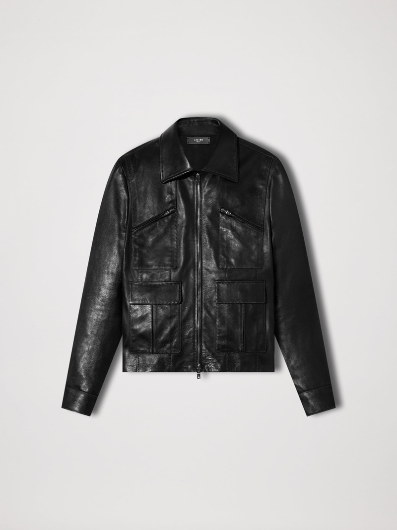 RETRO LEATHER ZIP UP JACKET 1