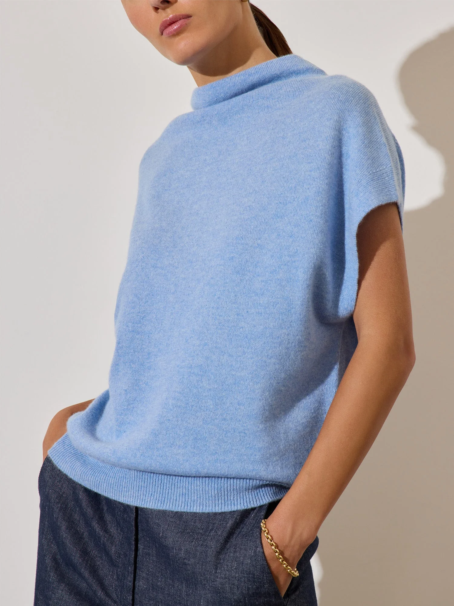The Morten Funnel Neck Cashmere Top - 1
