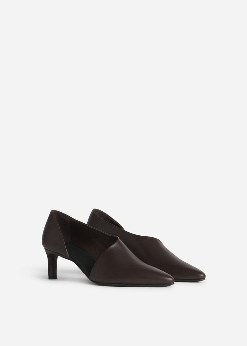 CO Asymmetric Pointed Kitten Heel in Smooth Leather- Chocolate outlook