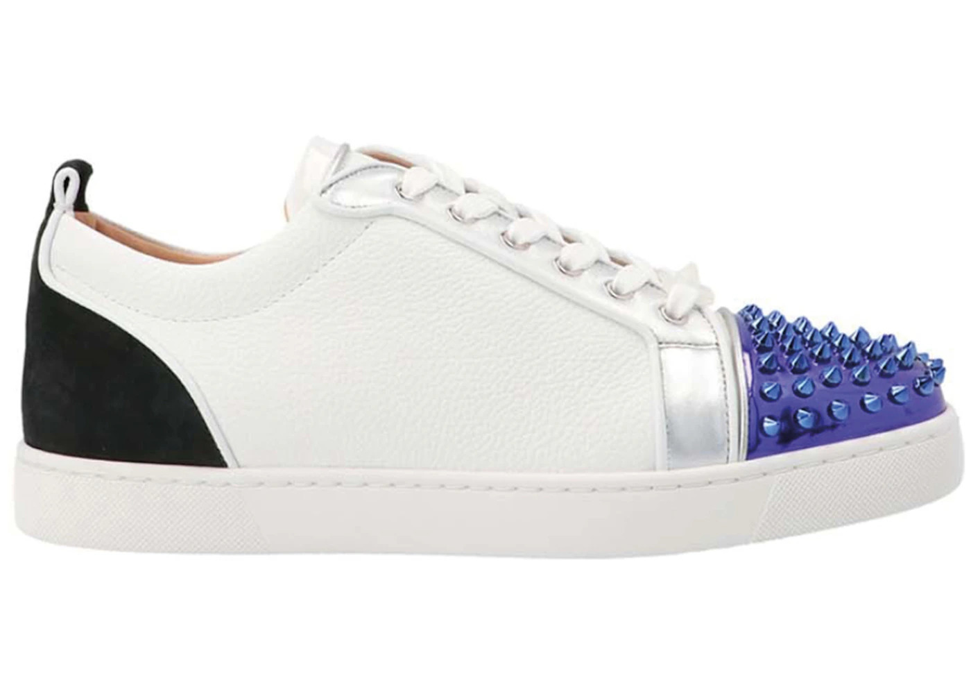 Christian Louboutin Louis Junior Spikes Orlato Flat White Purple Black - 1