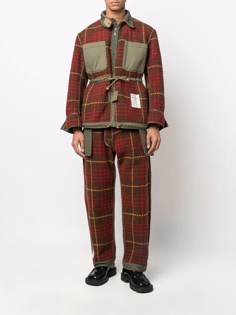 checked straight leg trousers - 2