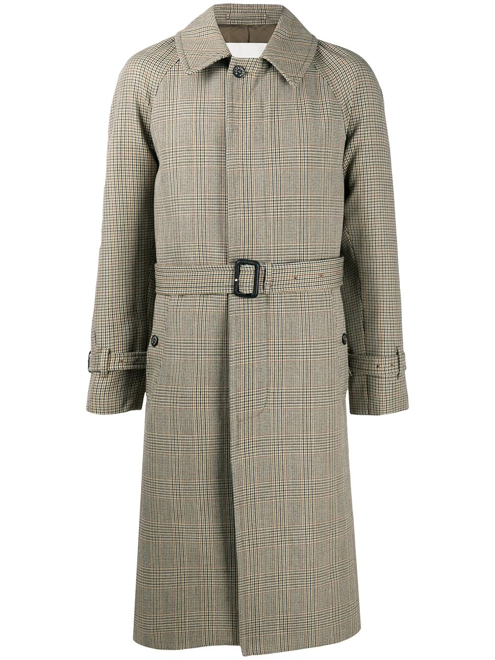 belted houndstooth trench coat - 1