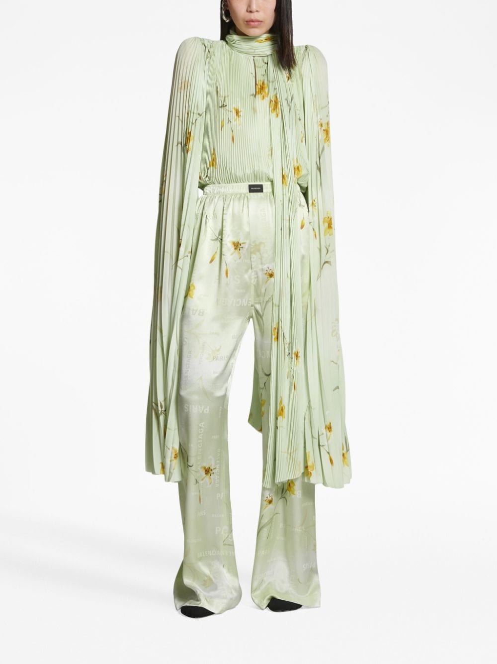 floral-print silk trousers - 2