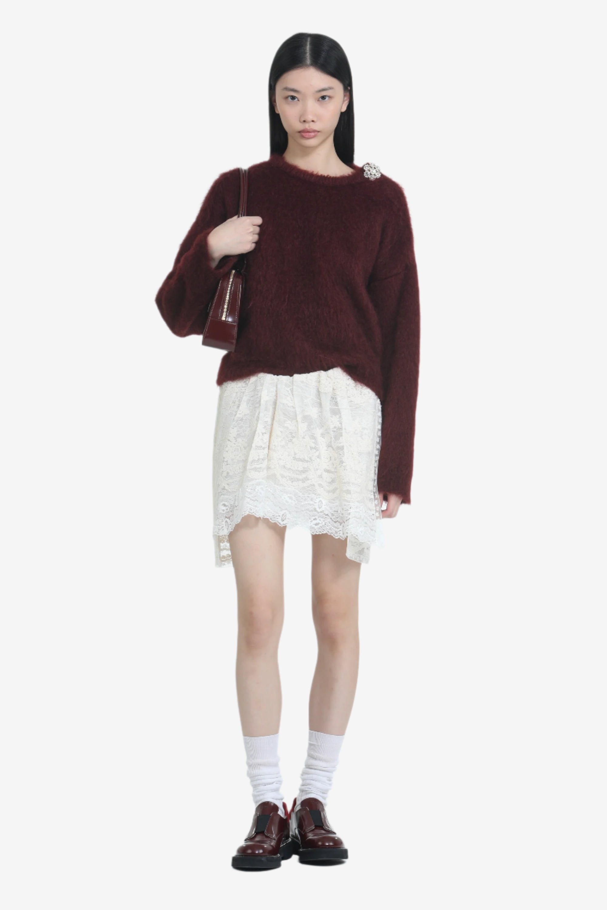 LACE MINISKIRT WITH IRREGULAR HEM - 4
