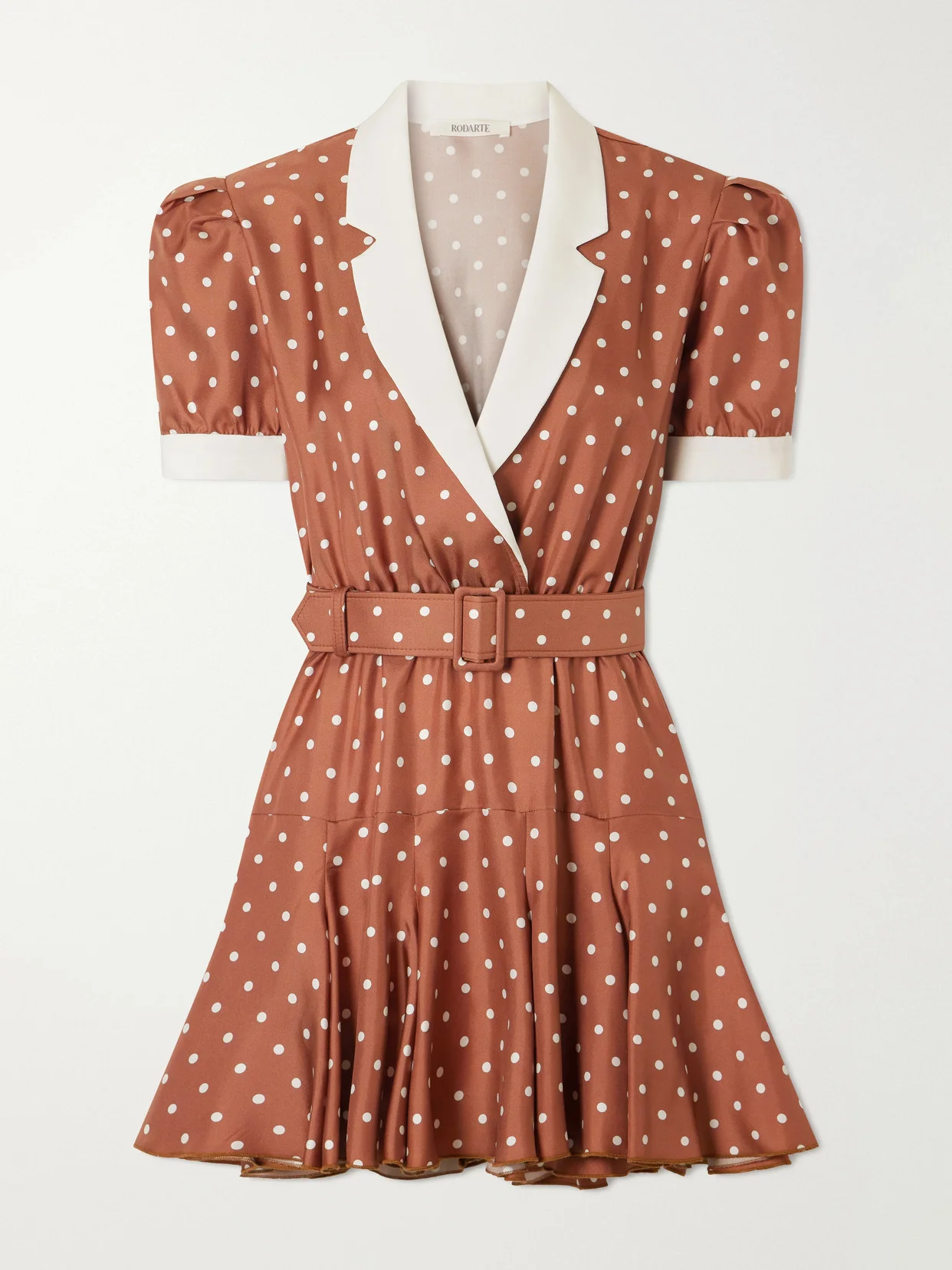 Belted Polka-dot Silk Midi Dress - 1