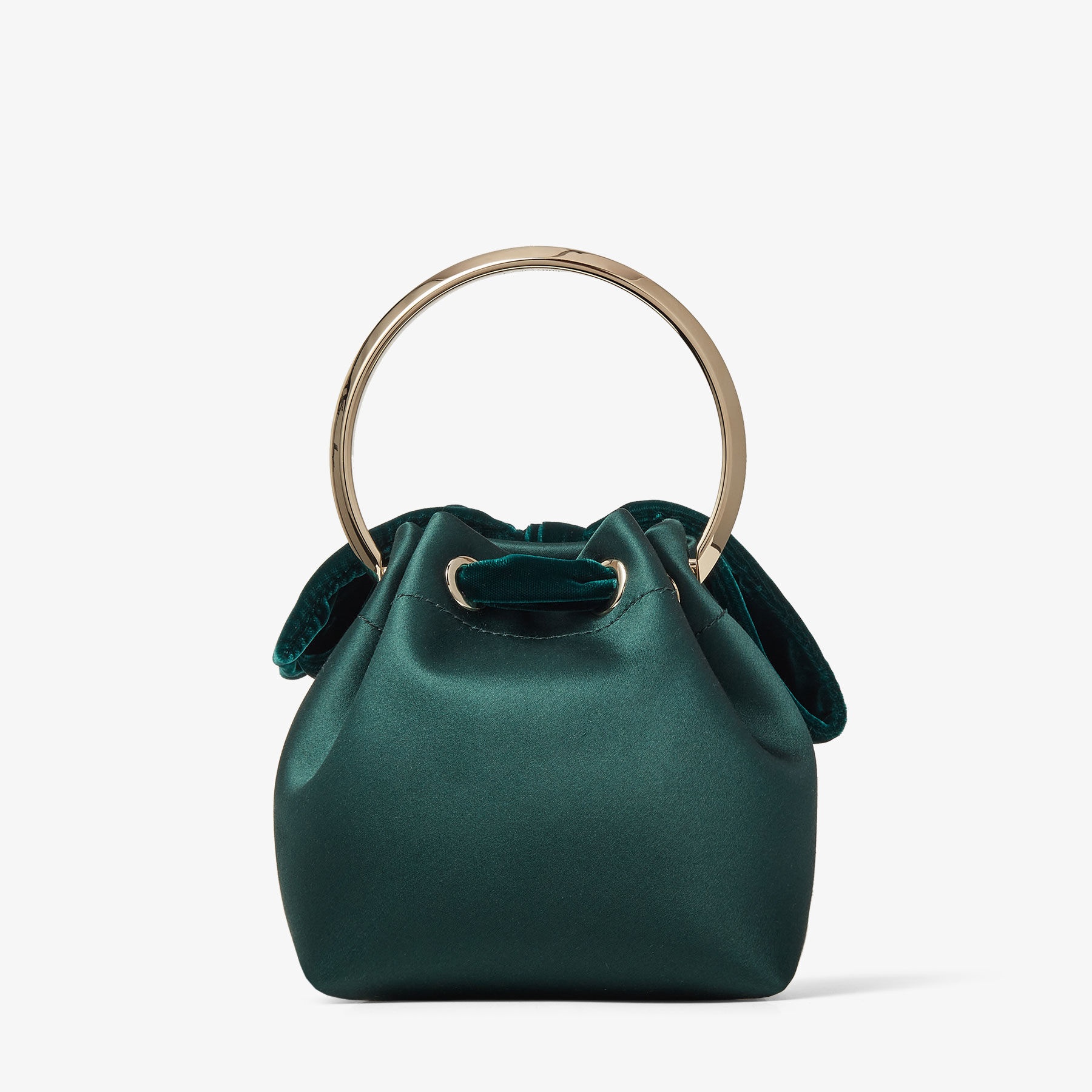 Bon Bon
Dark Green Satin Bucket Bag with Velvet Bow - 6