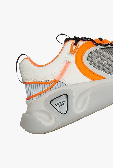 Gray and orange gummy leather and mesh B-Runner sneakers - 7