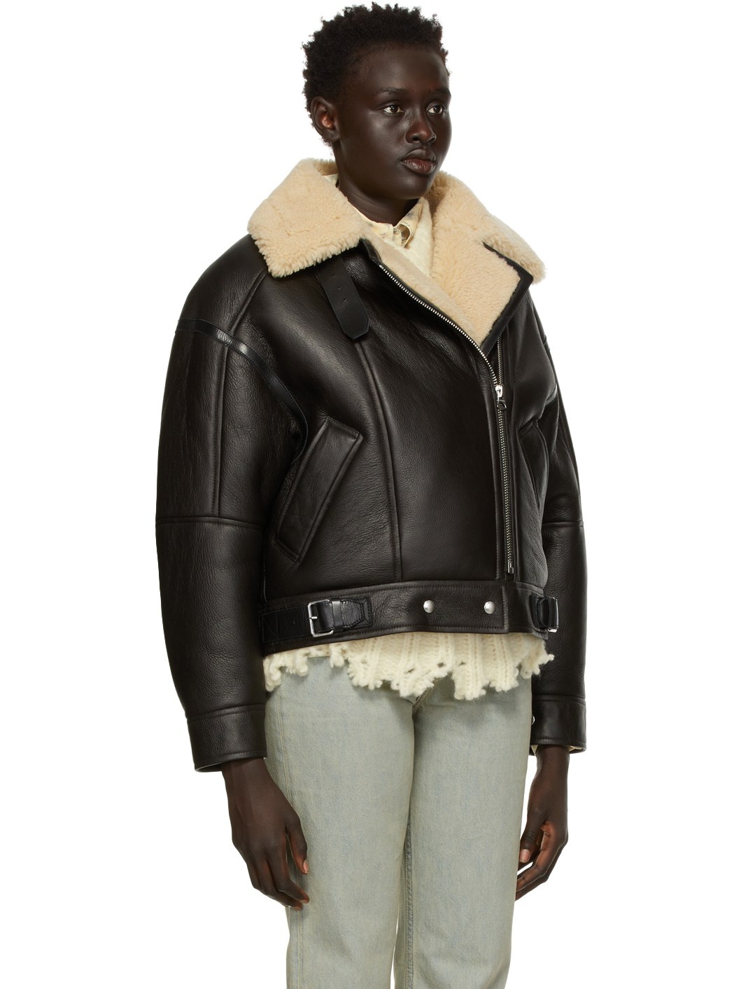 Brown Lakota Shearling Aviator Jacket - 2
