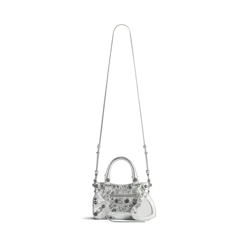 Women's Neo Cagole Mini Tote Bag Metallized in Silver 5