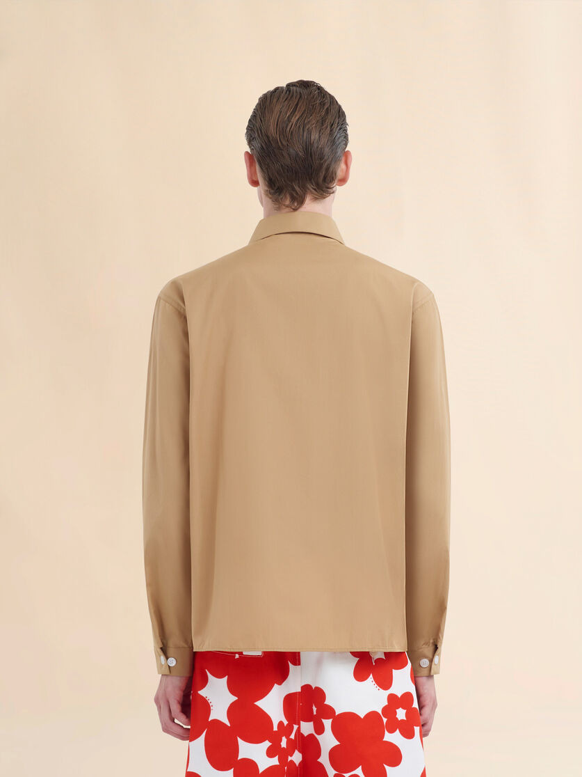 BEIGE ORGANIC POPLIN ZIP SHIRT WITH HIDDEN LOGO - 3