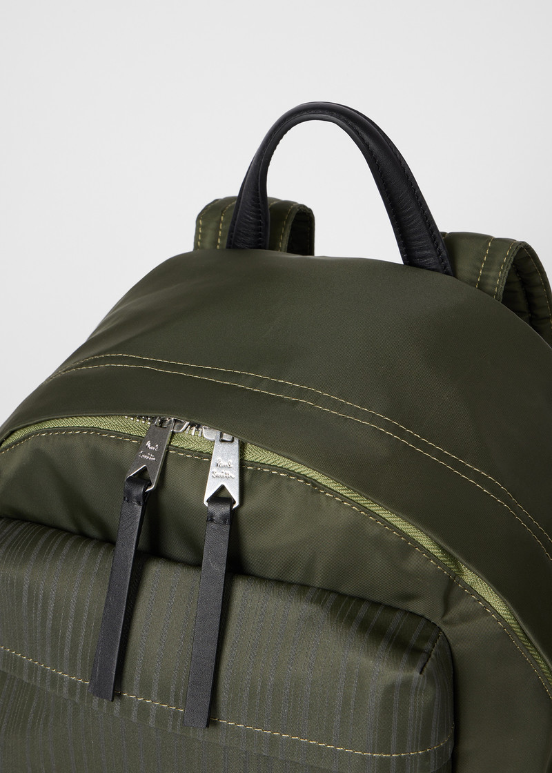 Paul Smith Green 'Laser Stripe' Recycled Nylon Backpack outlook