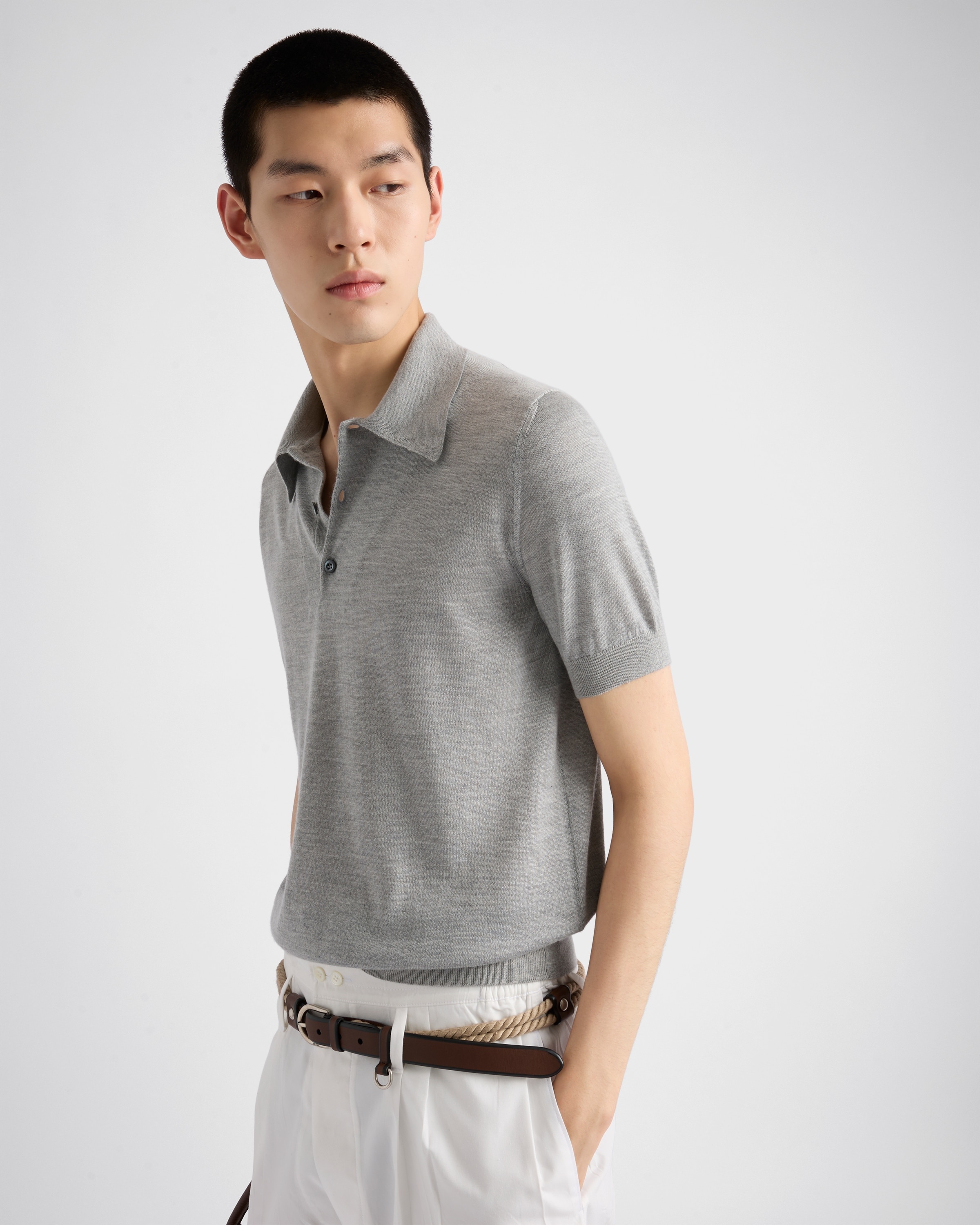 Cashmere and silk polo shirt - 4