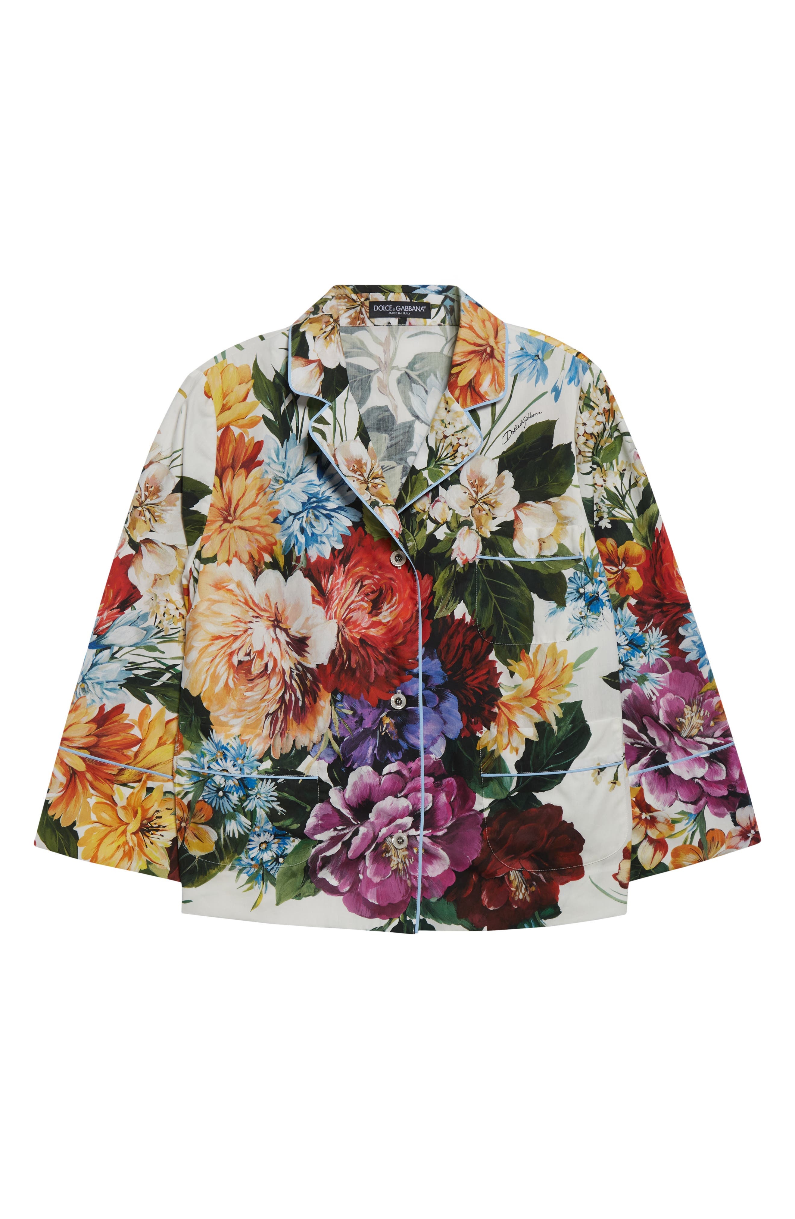 Dolce&Gabbana Floral Button-Up Top in Ha5Pc B.fiori Cret. F.bco at Nordstrom - 6