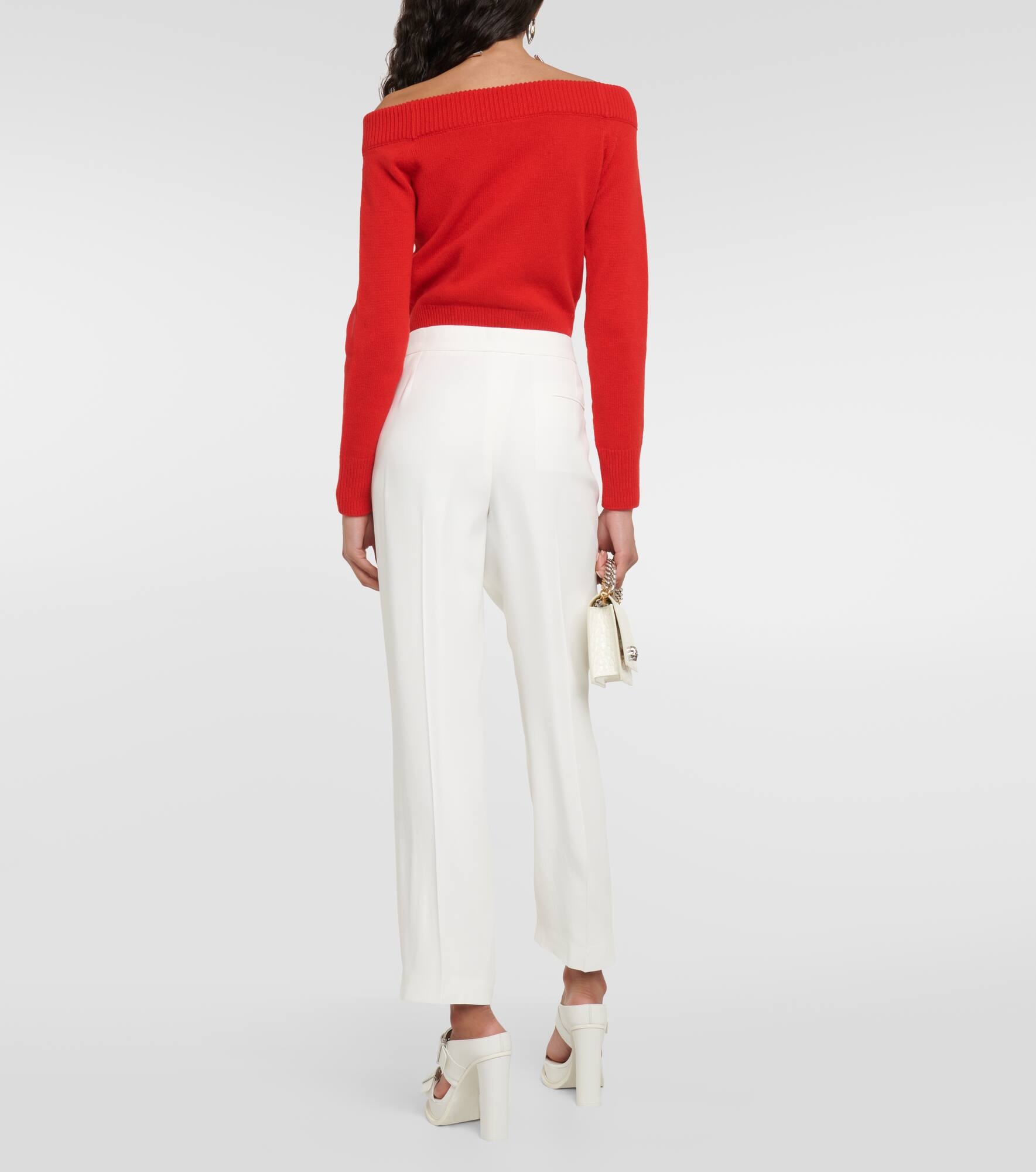 Mid-rise slim crêpe pants - 3
