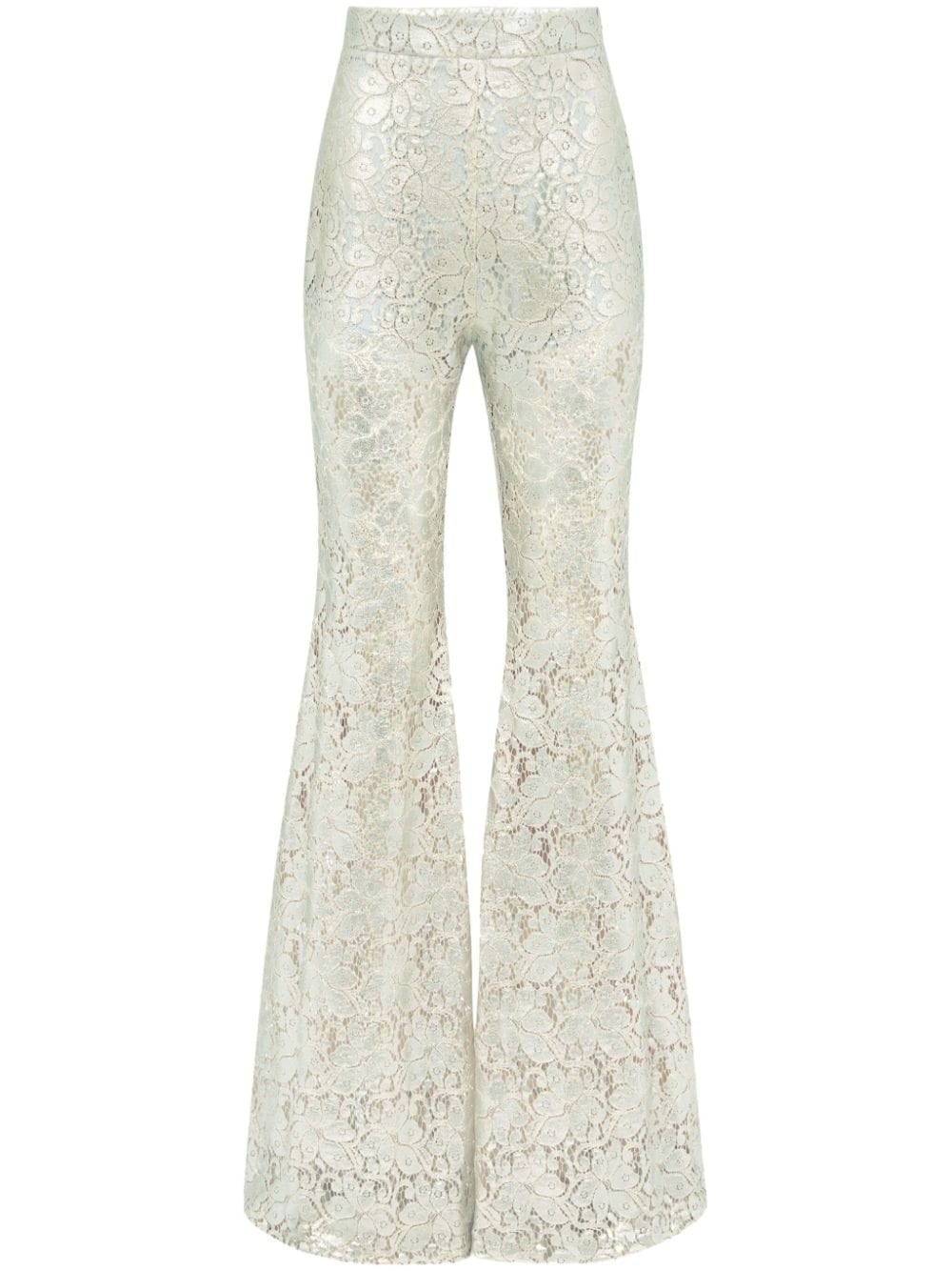 guipure-lace long-length flared trousers - 1