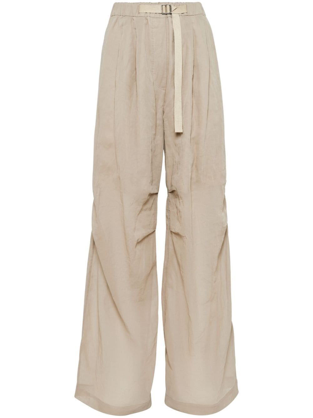 belted cotton-organza trousers - 1