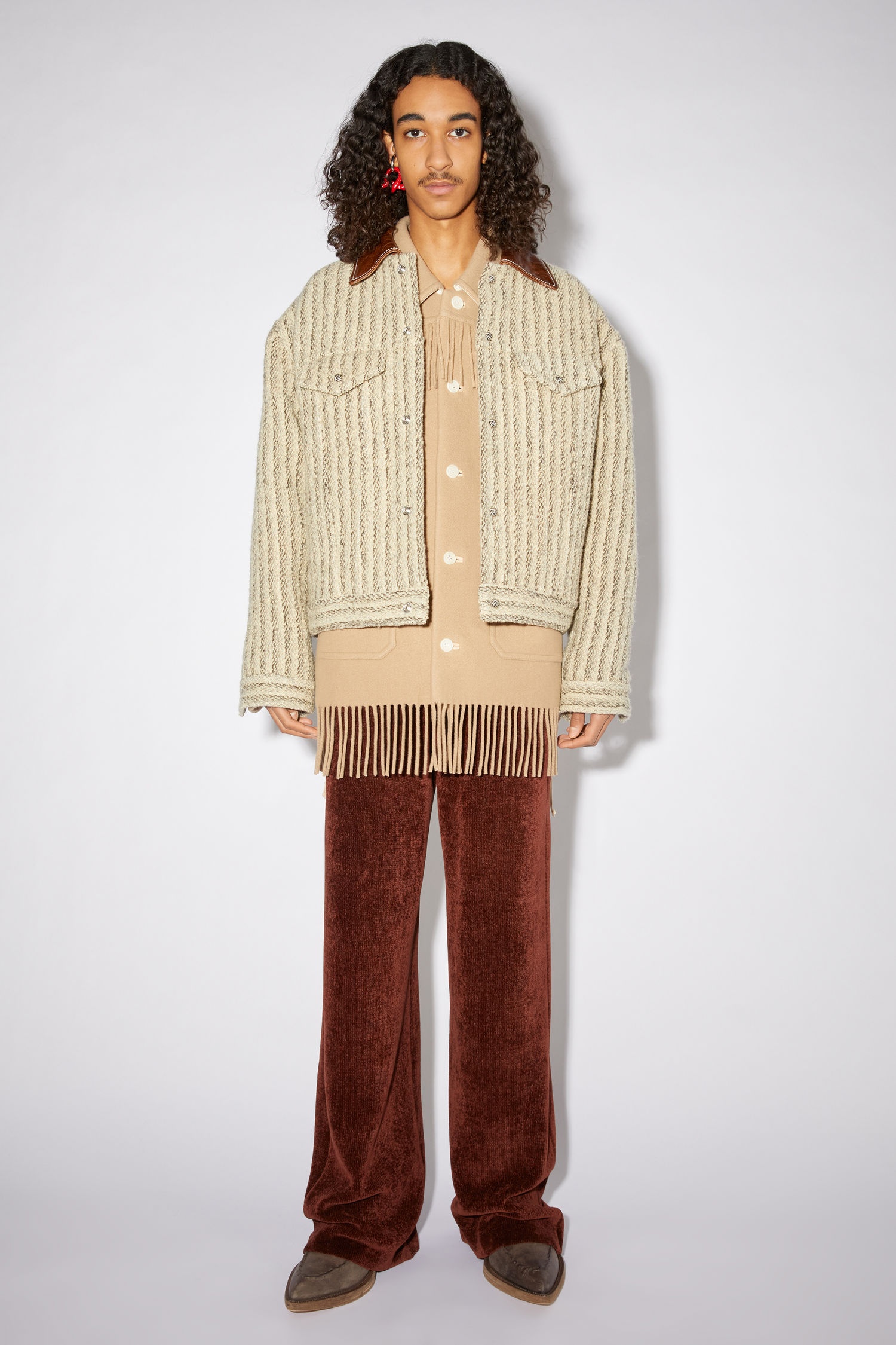 Boxy striped jacket - Cream/grey - 2