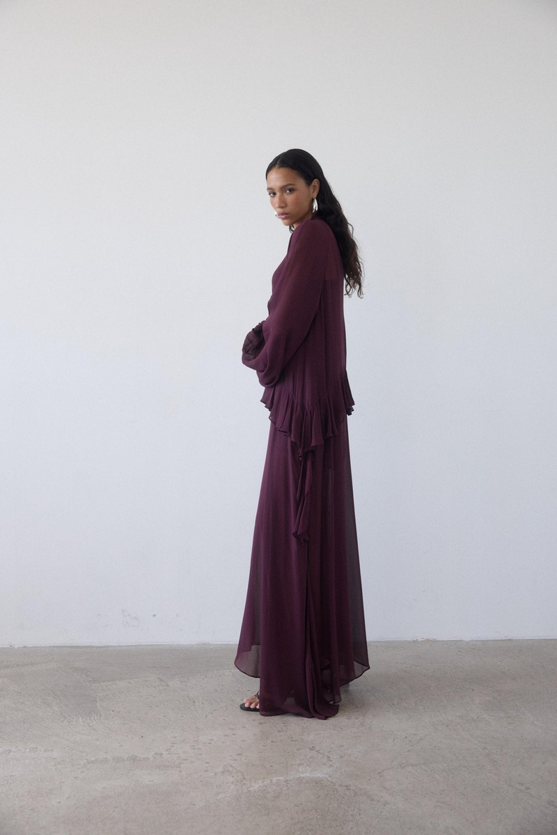 TERRAN MAXI DRESS IN EARTH GEORGETTE CHIFFON 3