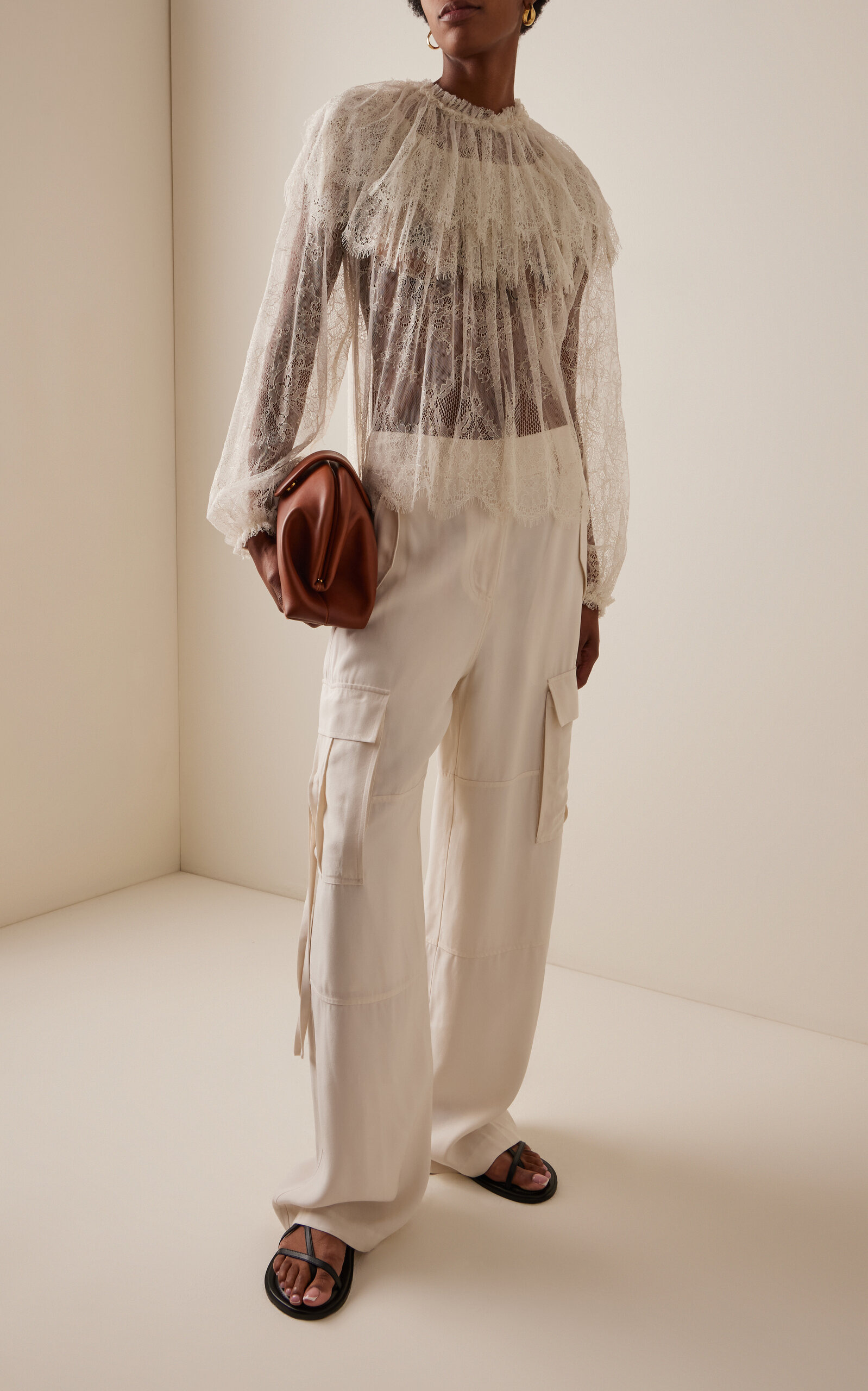 Pax Satin Back Crepe Pants ivory - 3