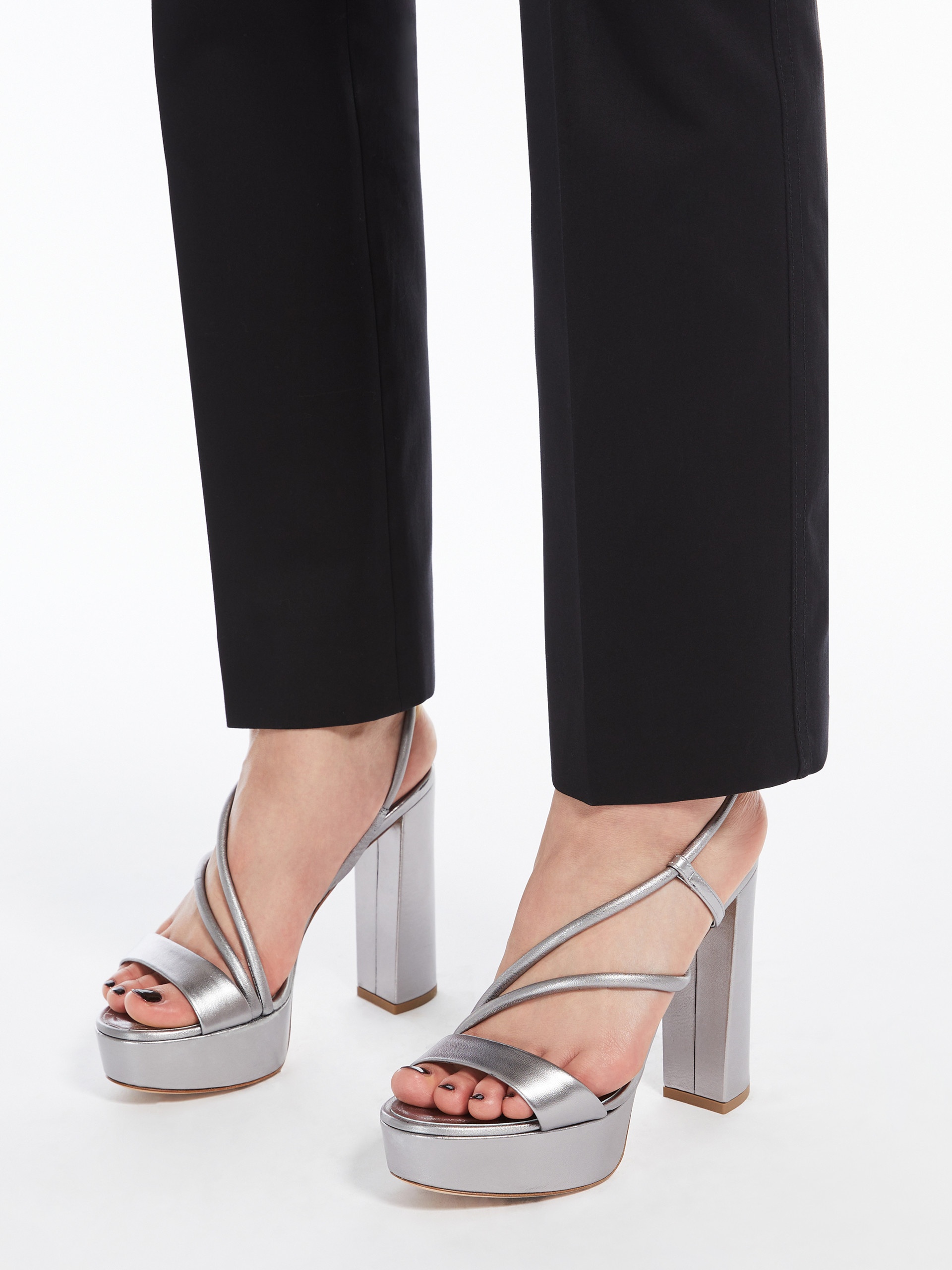 SILVERSTARK Laminated leather platform sandals - 6