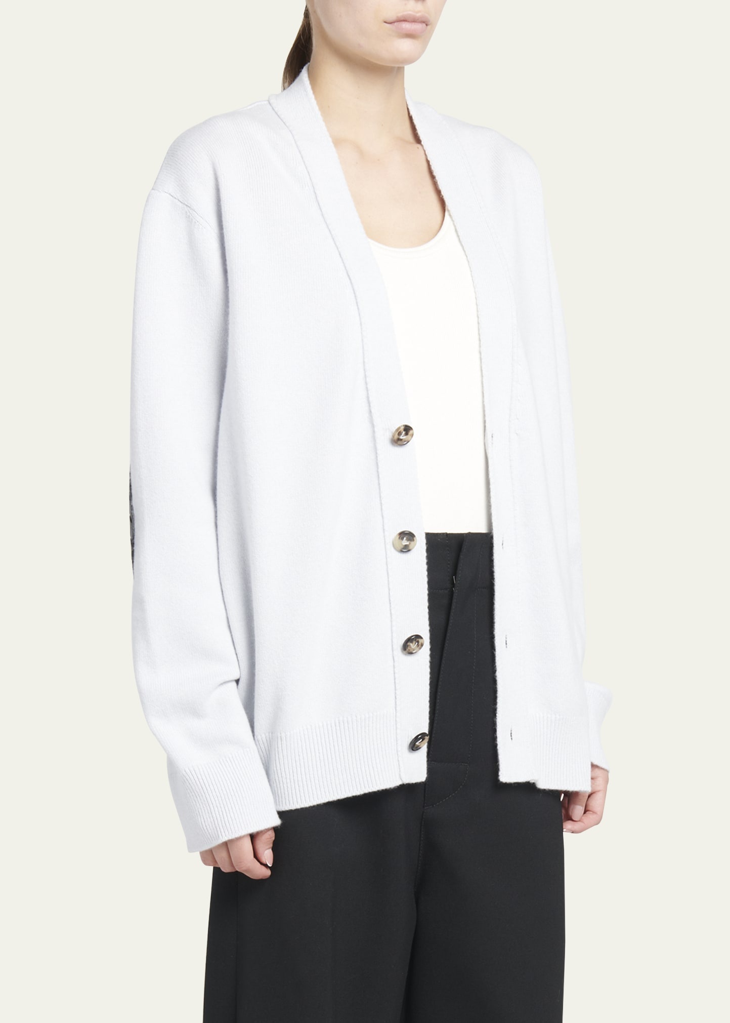 Classic Cashmere Cardigan with Intrec Patches - 4