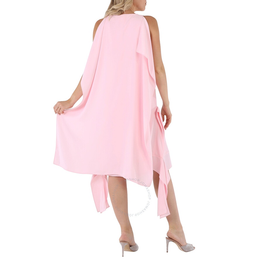 Burberry Pale Candy Pink Drape Detail Satin Crepe Shift Dress - 6