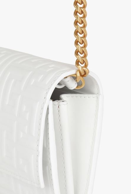 White debossed leather chain 1945 wallet with Balmain monogram - 8