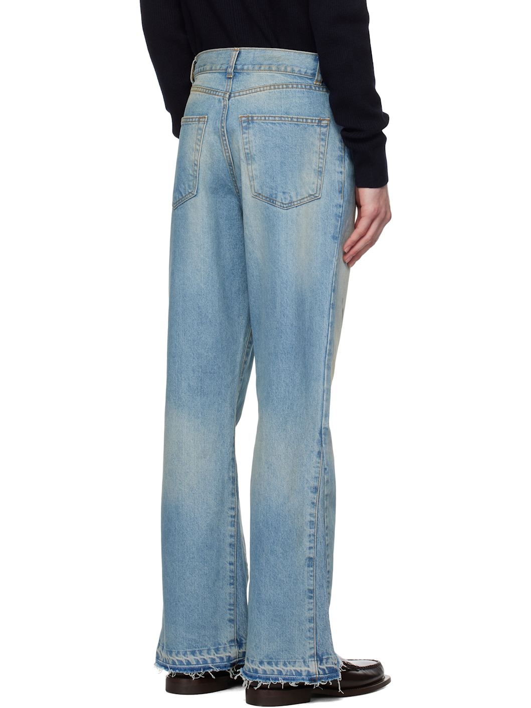 Blue Flared-Leg Reconstructed Jeans - 3