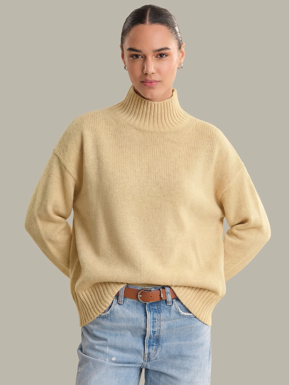 Arielle: Cashmere Blend Mockneck Sweater - 1