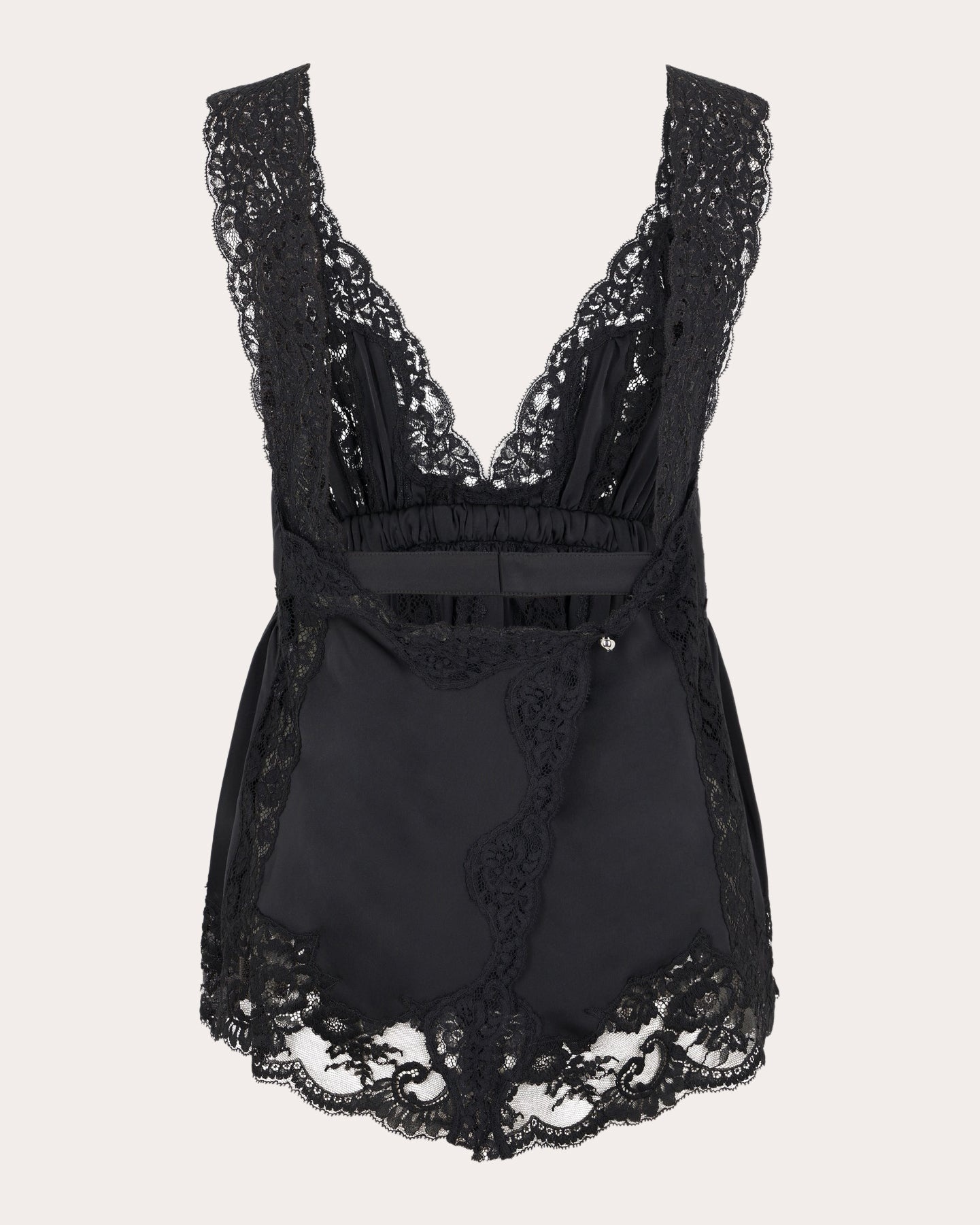 Pleated Lace Empire-Waist Tank Top - 8