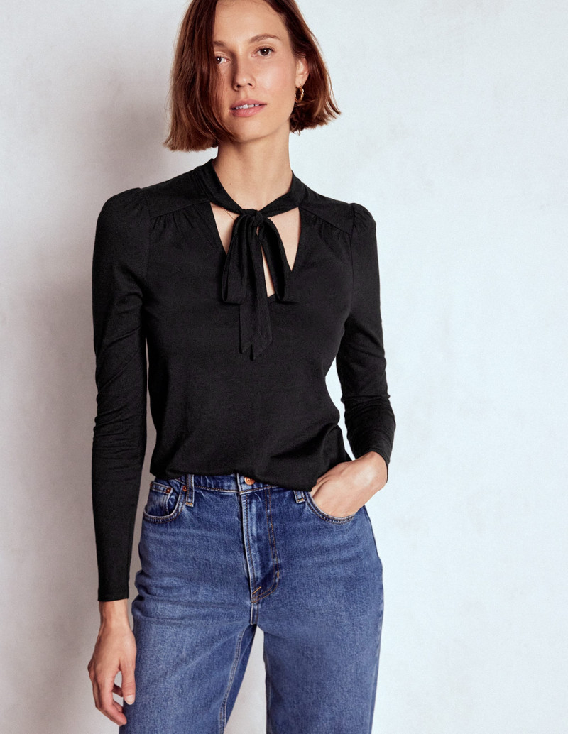 Tie Neck Supersoft Top-Black 5