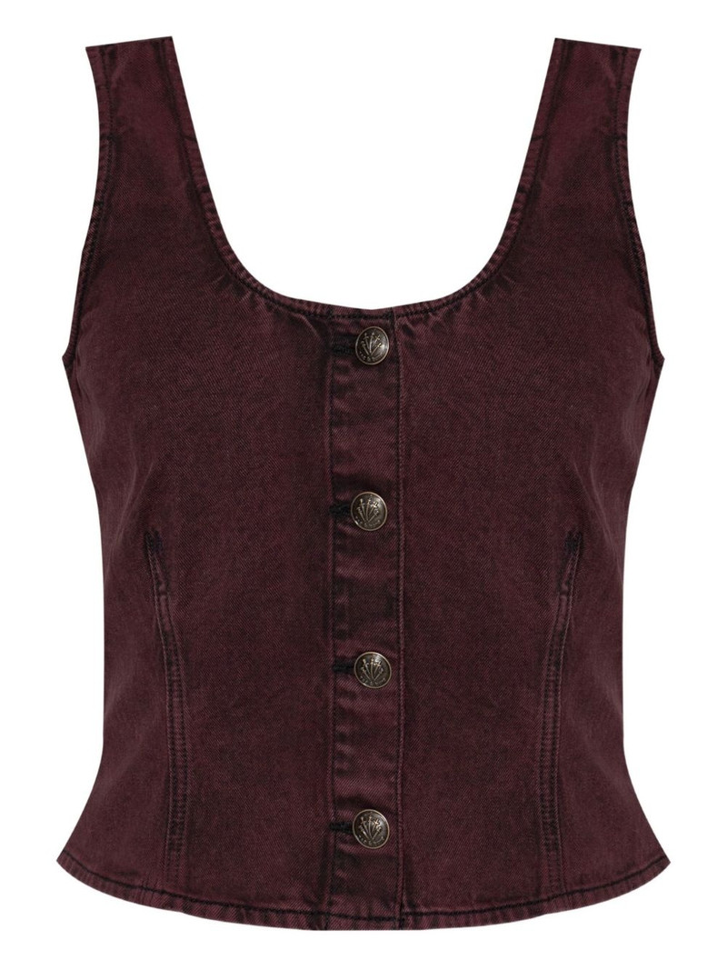 denim button-front top - 1