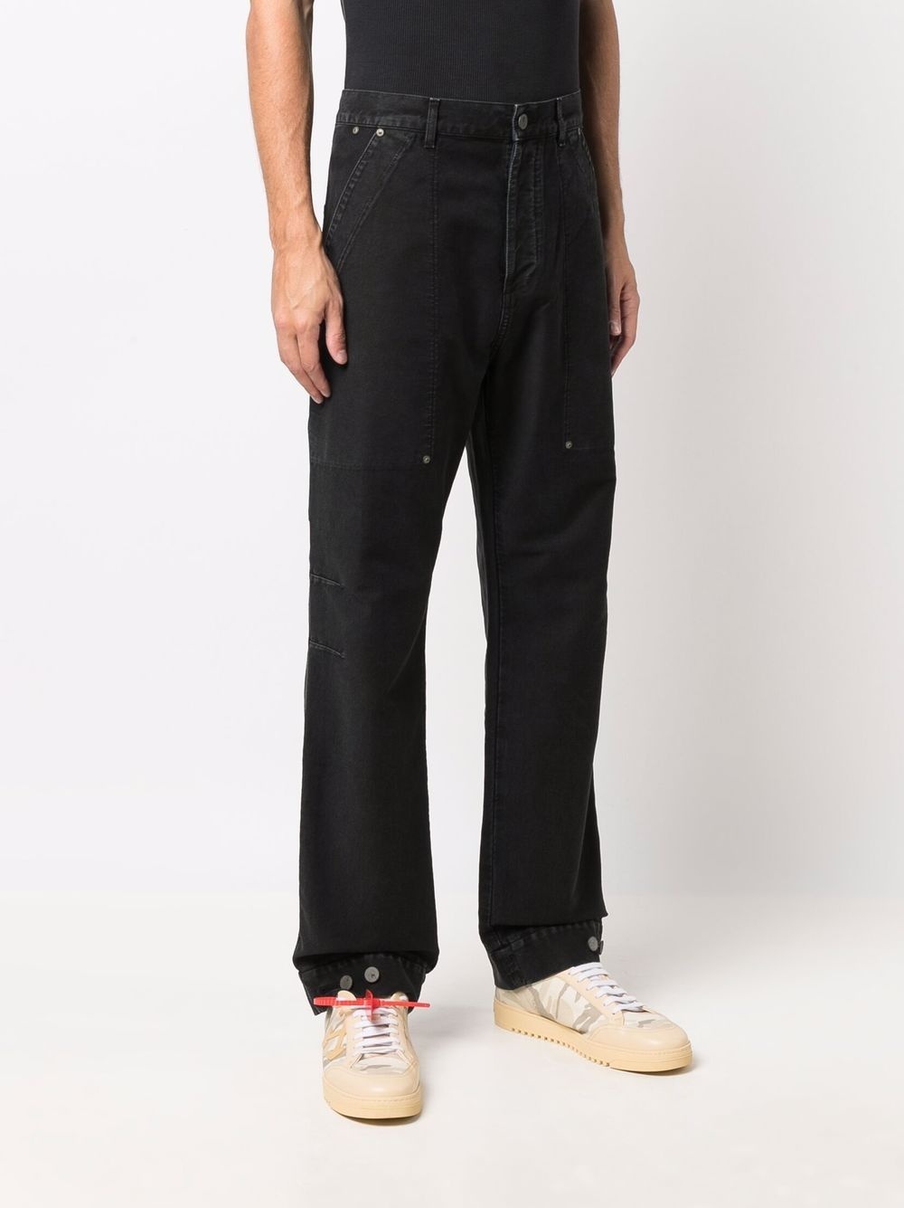 logo-patch straight-leg trousers - 3