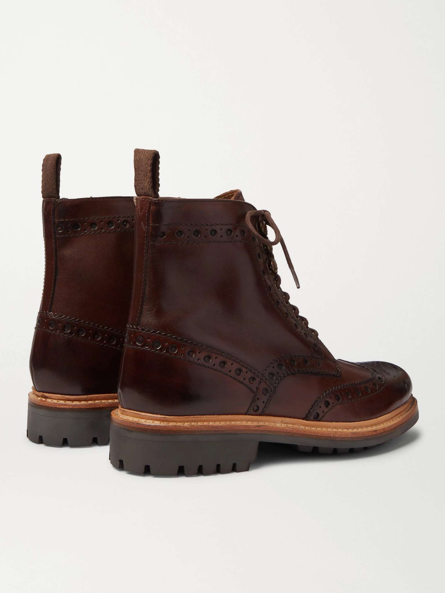 Fred Burnished-Leather Brogue Boots - 5