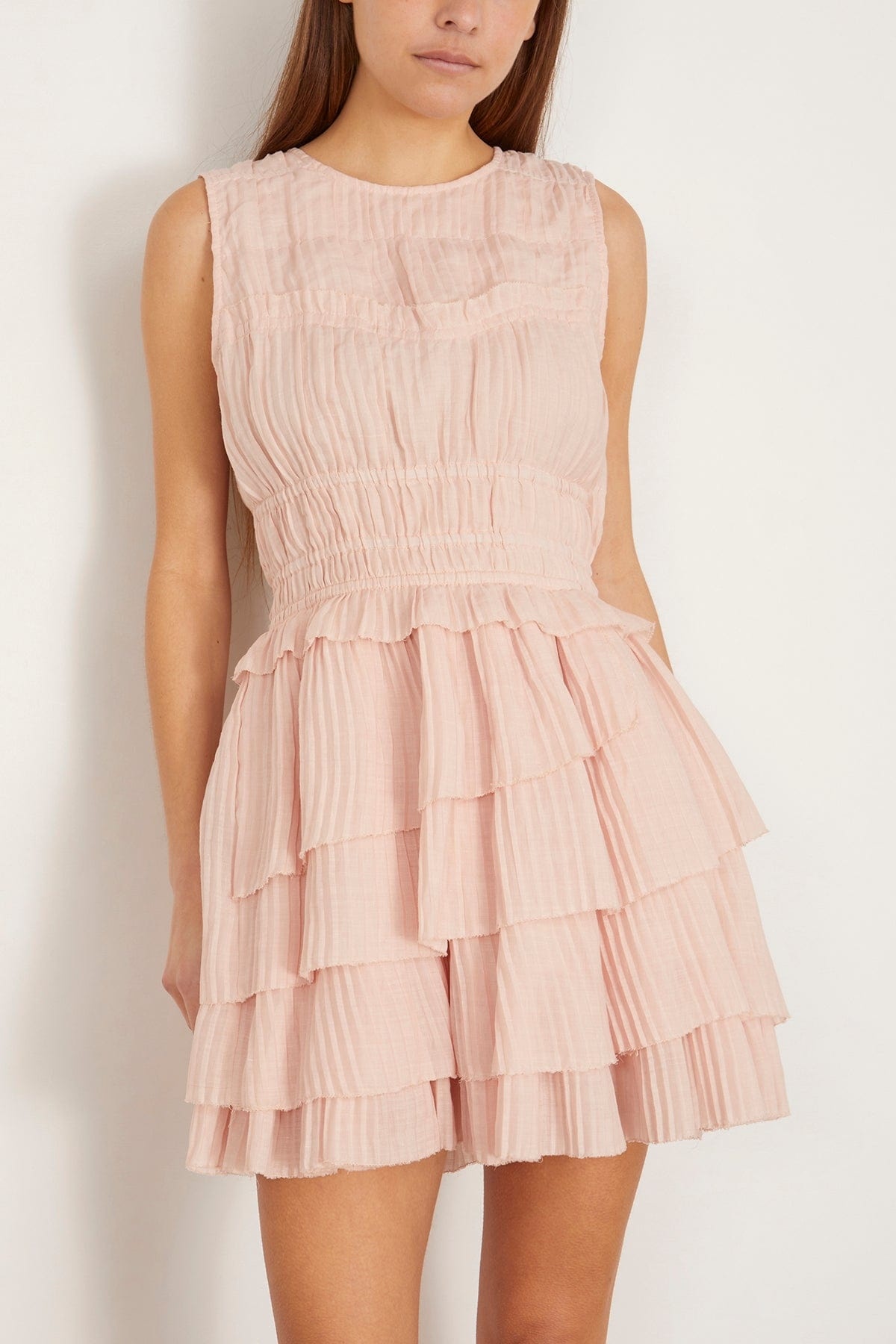 Thalia Ramie Tank Mini Dress in Blush - 3