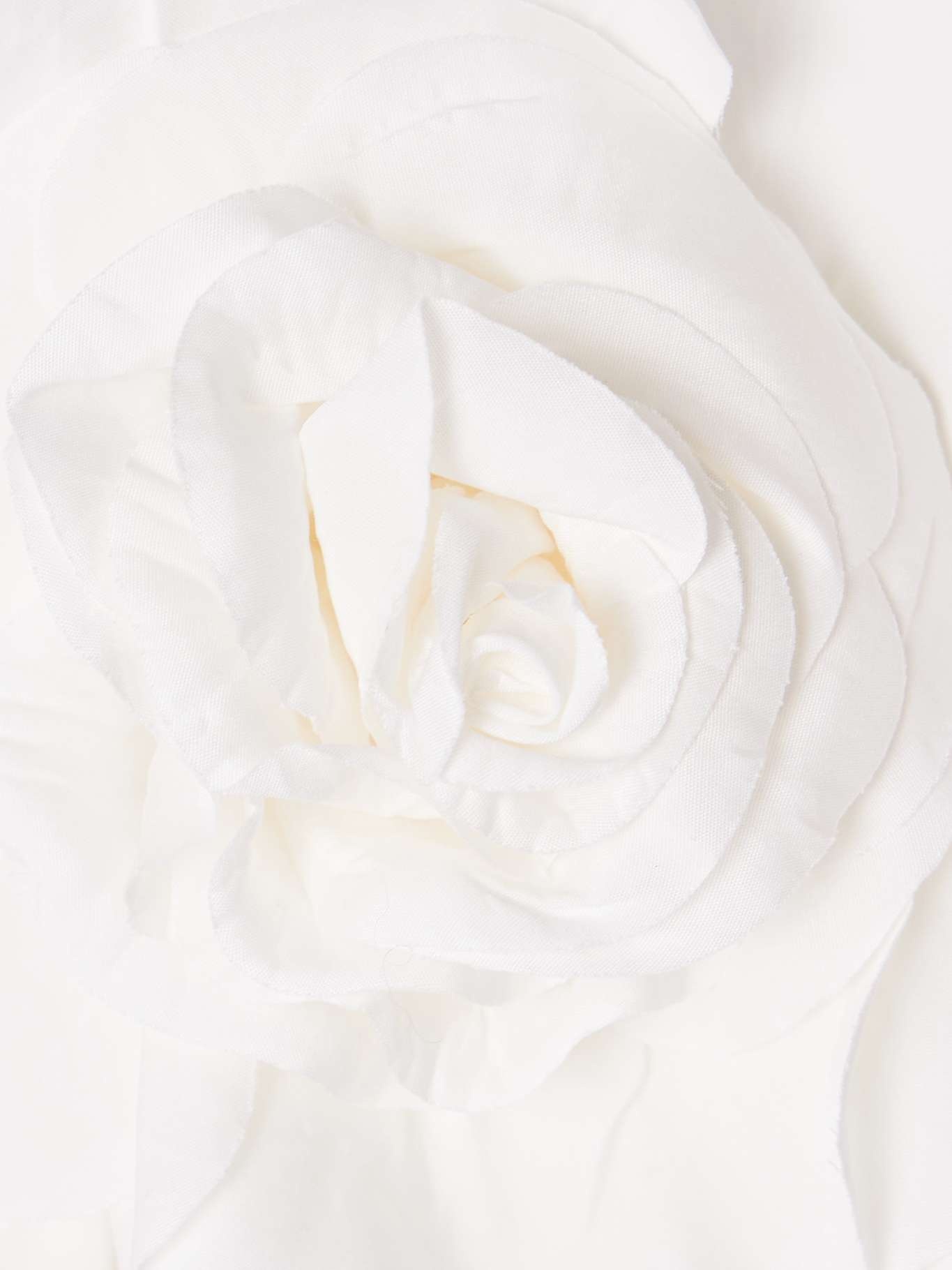 Off-the-shoulder ruffled appliquéd cotton-blend poplin halterneck blouse White - 4