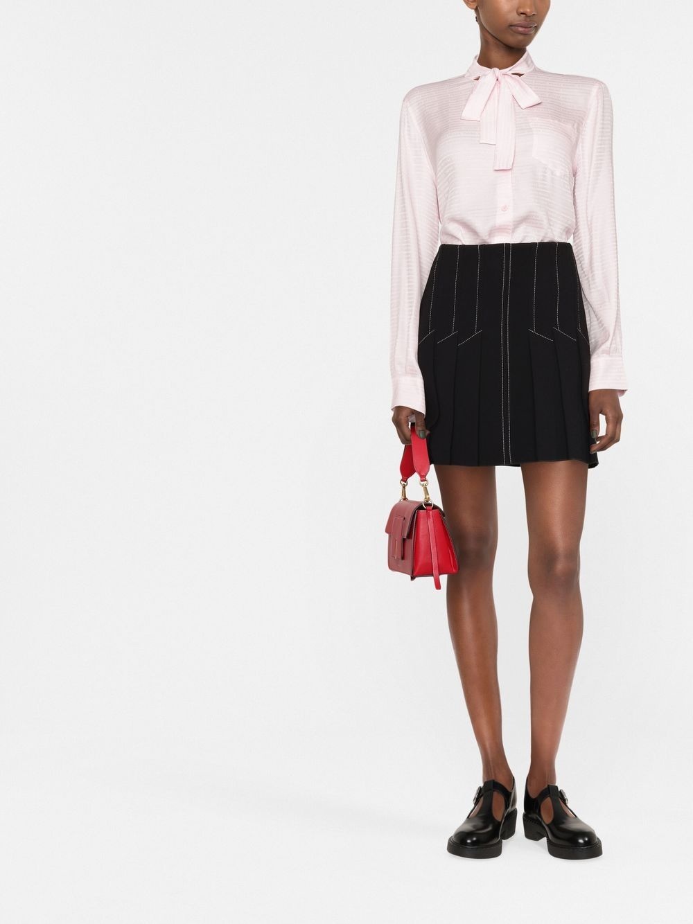 pussy-bow silk jacquard blouse - 2