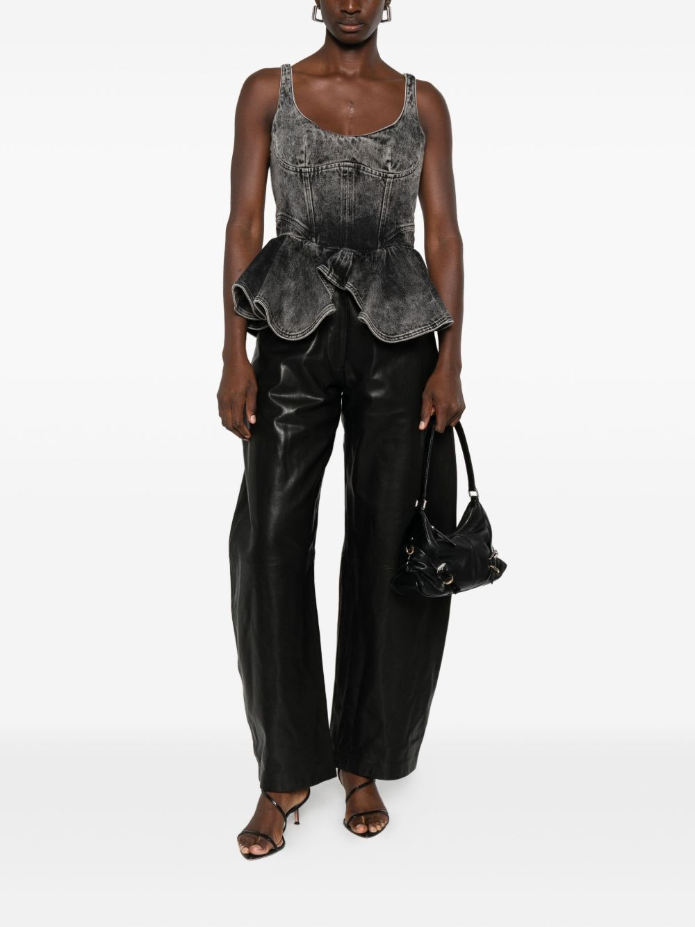 leather wide-leg trousers - 2