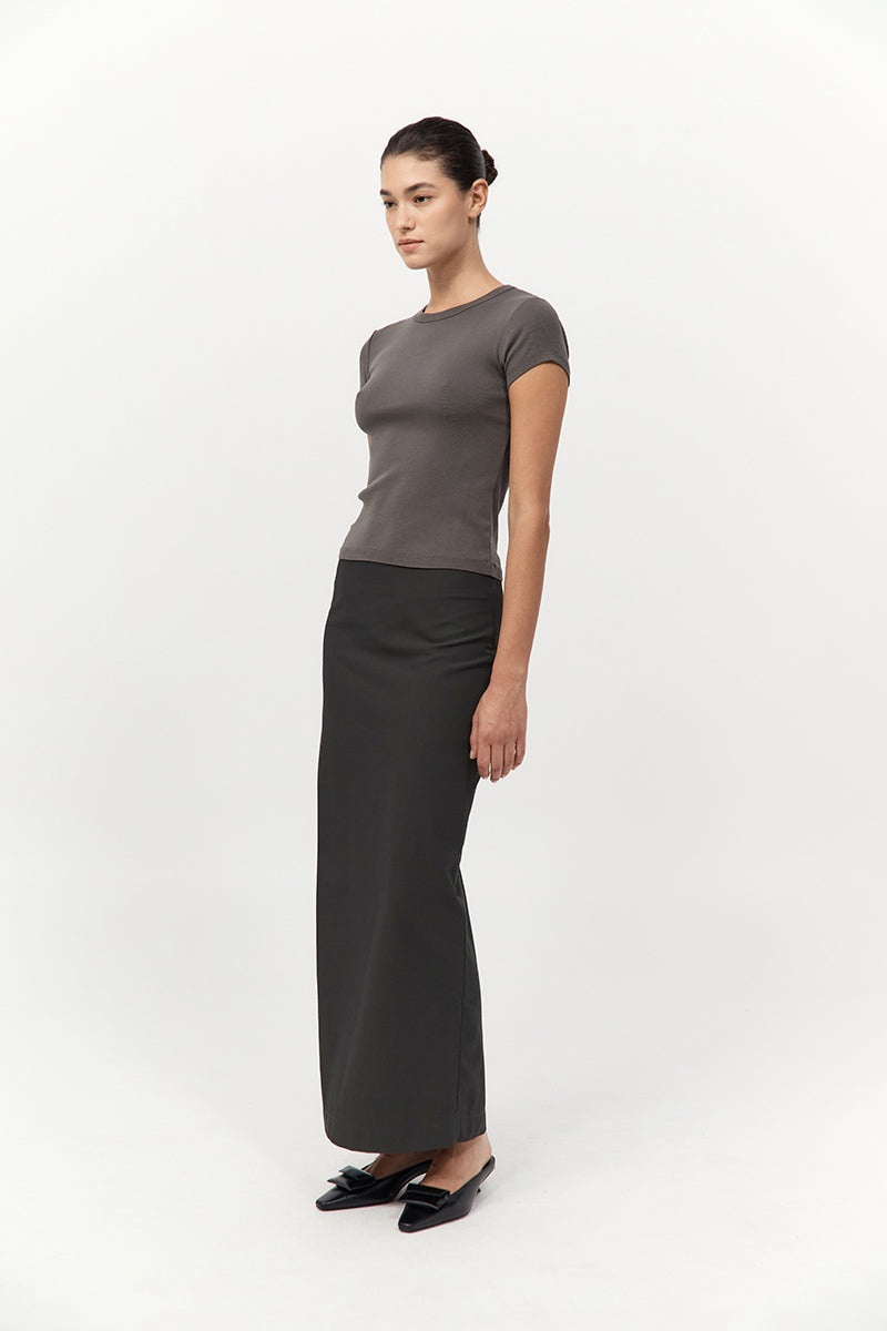 Minimal Column Skirt - Black Olive - 3