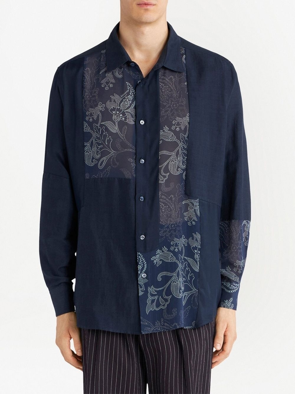 floral-print panel detail shirt - 3
