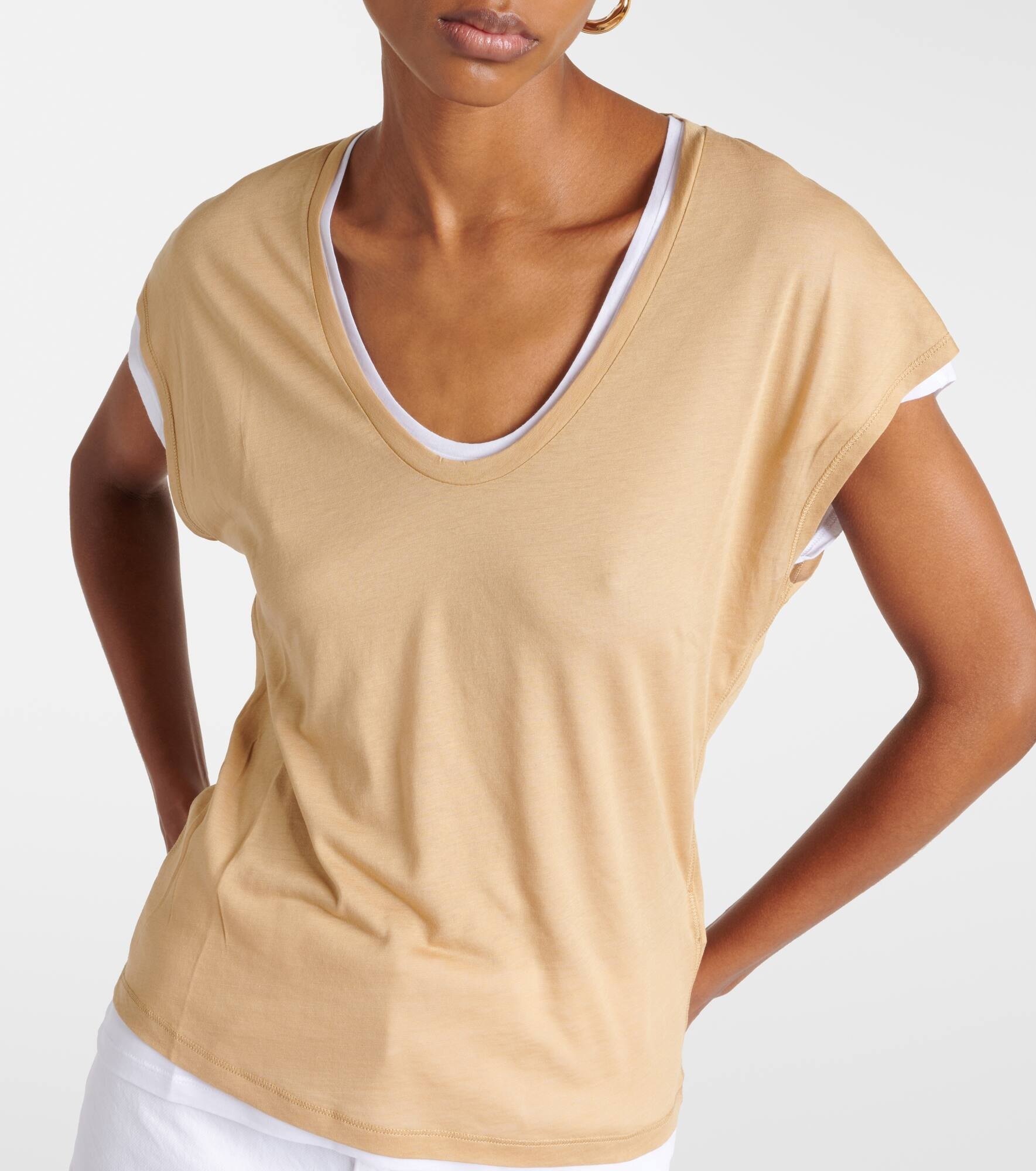 Layered cotton-blend jersey T-shirt - 4