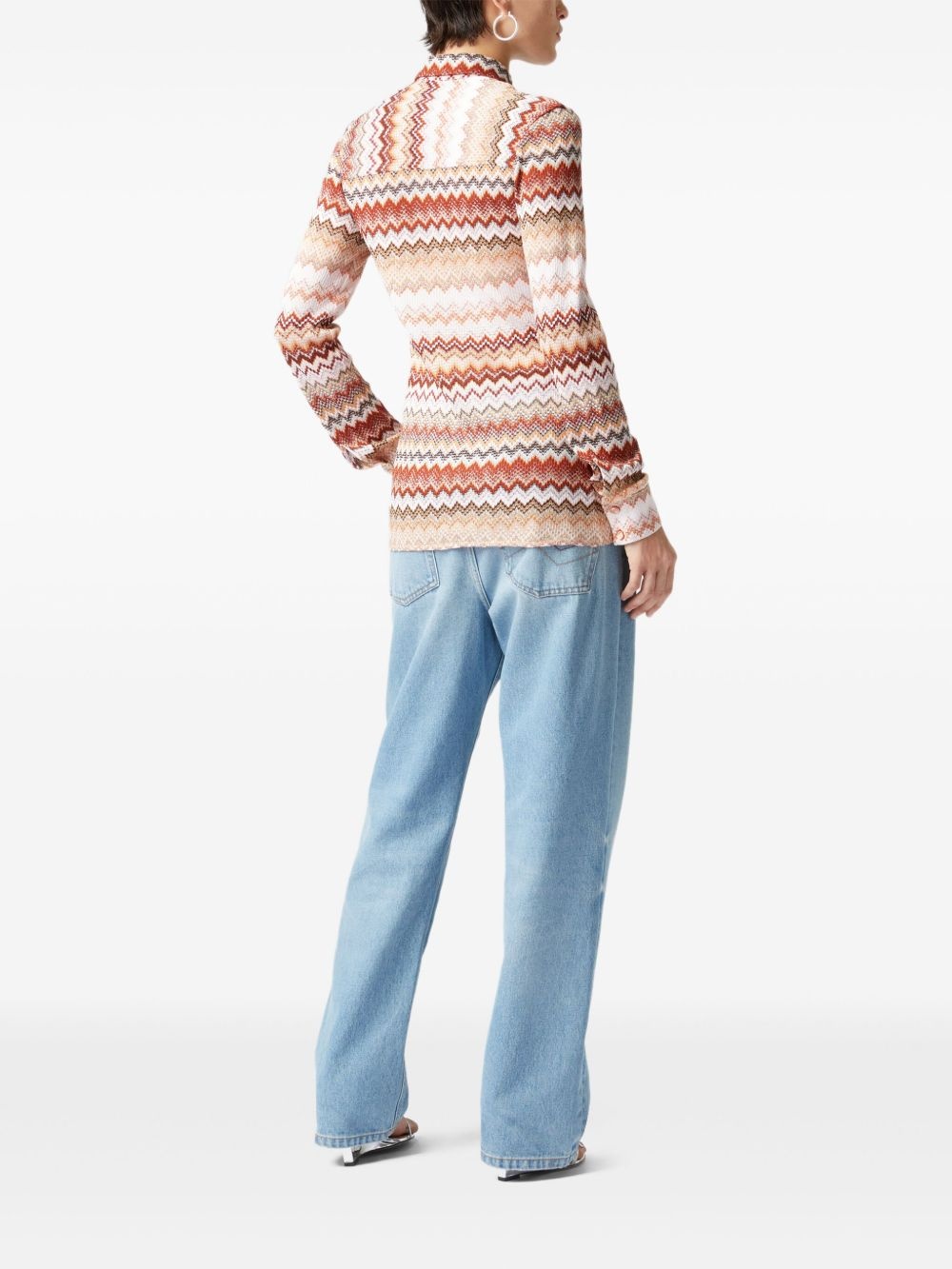zigzag-pattern lamé shirt - 3