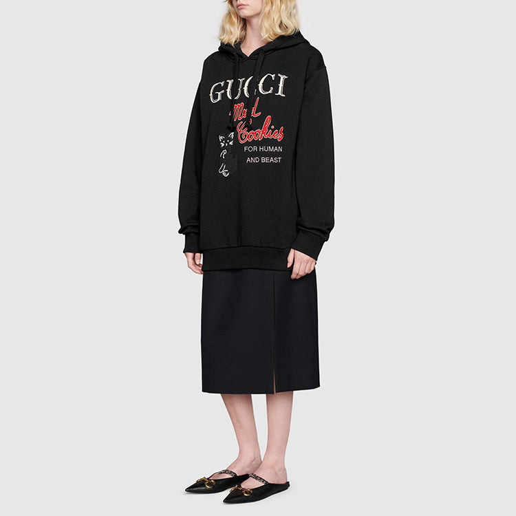 (WMNS) Gucci Mad Cookies Embroidered Hoodie 'Black' 615061-XJC0C-1082 - 2